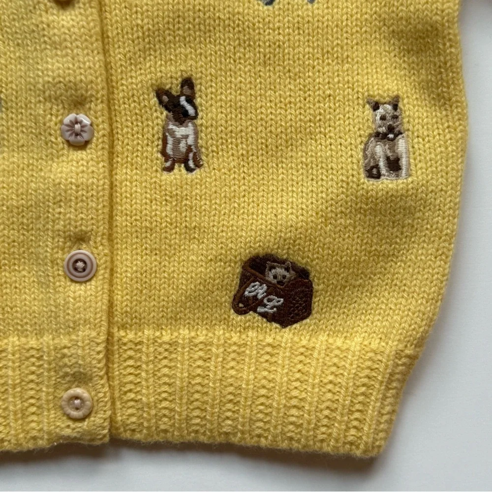 Ralph Lauren Baby Girl Dog Embroidered Wool-Blend Cardigan - Size 9M